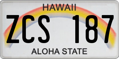 HI license plate ZCS187
