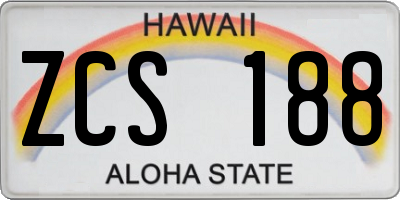 HI license plate ZCS188