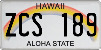 HI license plate ZCS189