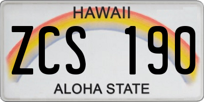 HI license plate ZCS190