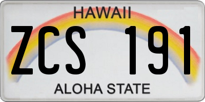 HI license plate ZCS191