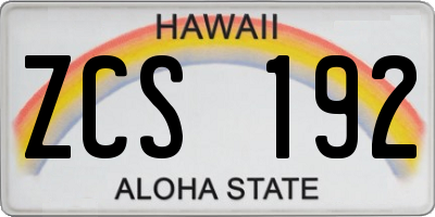 HI license plate ZCS192