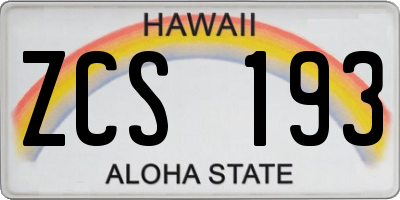 HI license plate ZCS193