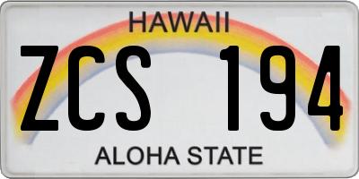 HI license plate ZCS194