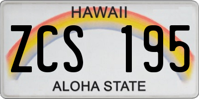 HI license plate ZCS195