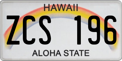 HI license plate ZCS196