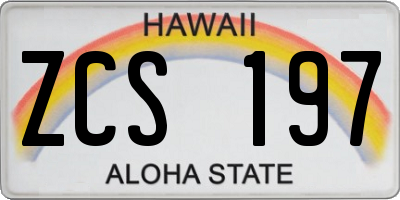 HI license plate ZCS197