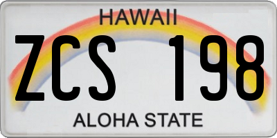 HI license plate ZCS198