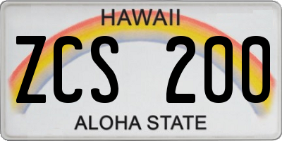 HI license plate ZCS200