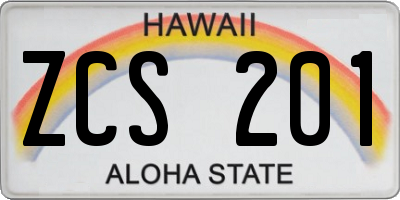 HI license plate ZCS201