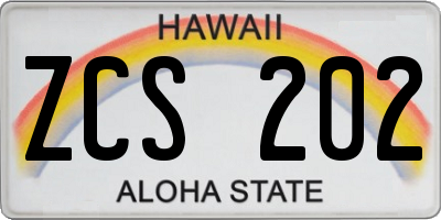 HI license plate ZCS202
