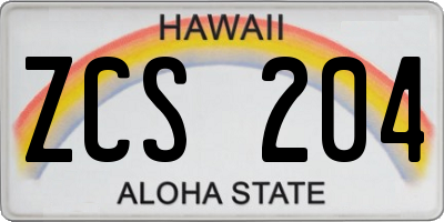 HI license plate ZCS204