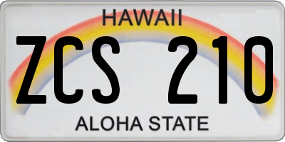 HI license plate ZCS210