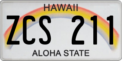 HI license plate ZCS211