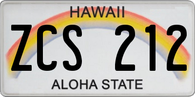 HI license plate ZCS212