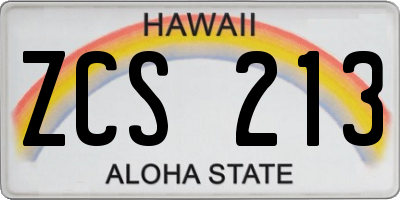 HI license plate ZCS213