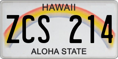 HI license plate ZCS214