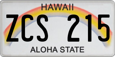HI license plate ZCS215