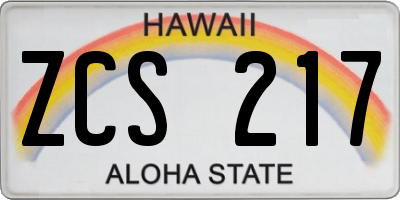 HI license plate ZCS217