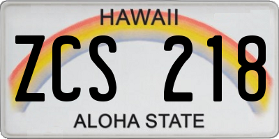 HI license plate ZCS218