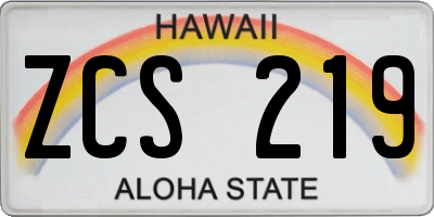 HI license plate ZCS219