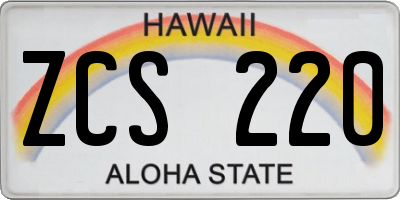 HI license plate ZCS220