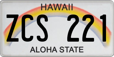 HI license plate ZCS221
