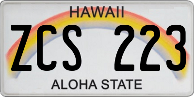 HI license plate ZCS223
