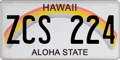 HI license plate ZCS224