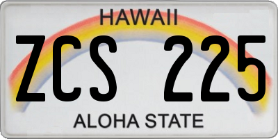HI license plate ZCS225