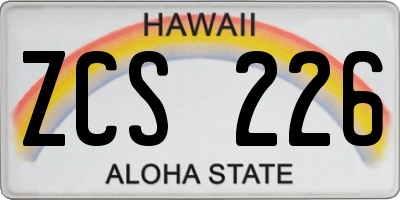 HI license plate ZCS226