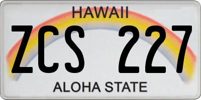 HI license plate ZCS227