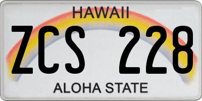 HI license plate ZCS228