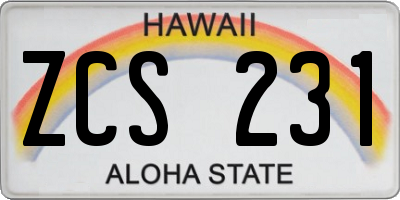 HI license plate ZCS231