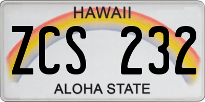 HI license plate ZCS232