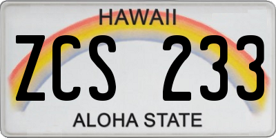 HI license plate ZCS233