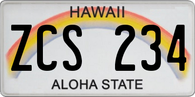 HI license plate ZCS234
