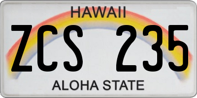 HI license plate ZCS235