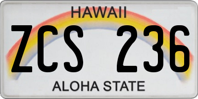 HI license plate ZCS236
