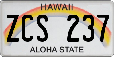 HI license plate ZCS237