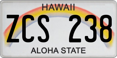 HI license plate ZCS238