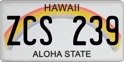 HI license plate ZCS239