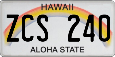 HI license plate ZCS240