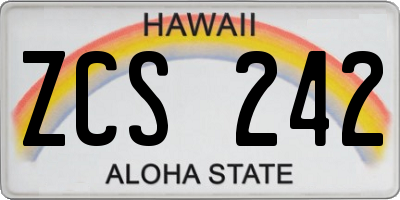 HI license plate ZCS242