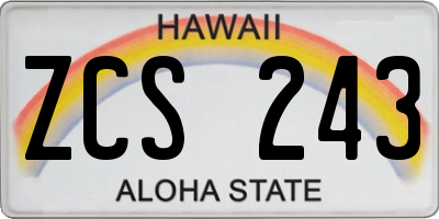 HI license plate ZCS243