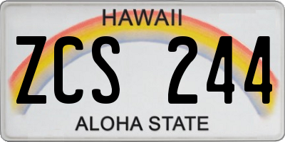 HI license plate ZCS244