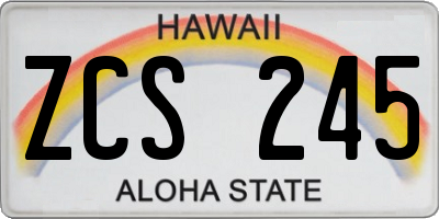HI license plate ZCS245