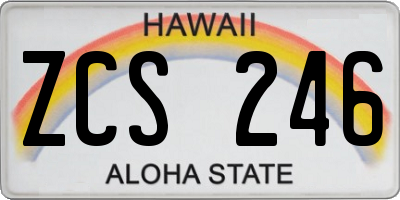 HI license plate ZCS246