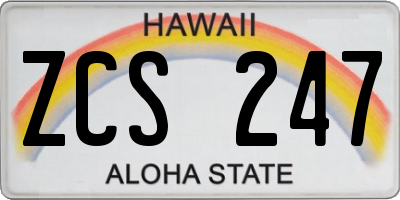 HI license plate ZCS247