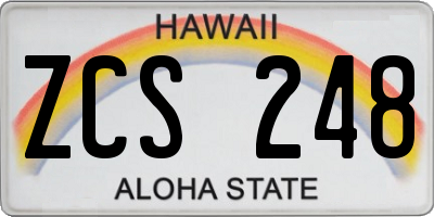 HI license plate ZCS248
